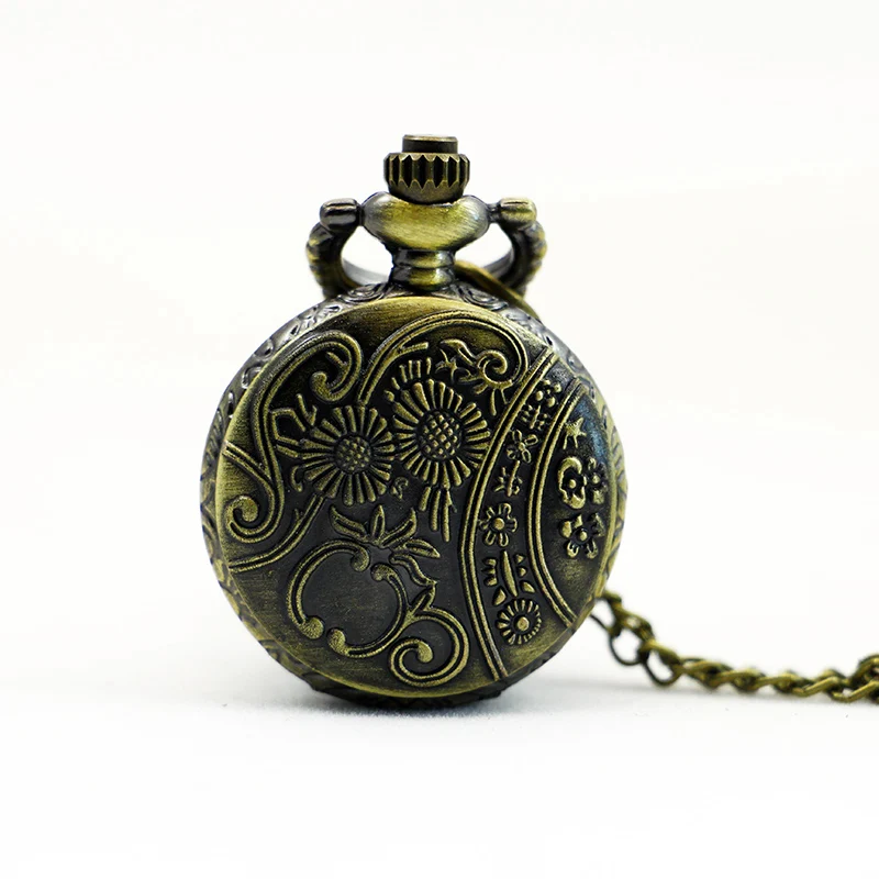 PS567-Vintage-Jewelry-New-Colorful-Enamel-Rhinestone-Movt-Flower-Pattern-Pocket-Watch-Small-Size