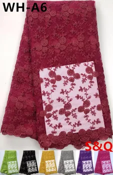 

High quality african french lace fabric with stone african lace fabric with net lace african tulle lace fabric flowers WH-A6