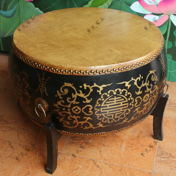 Американский Круглый Чайный Столик do старый кожаный чайный столик ручная роспись барабан стул Европейский стиль твердый деревянный чайный столик