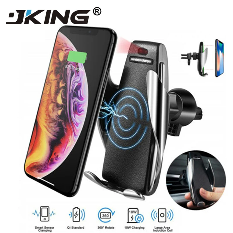 

Automatic Clamping Car QI Wireless Charger 360 Degree Rotation Car Mount Fast Charger Air Vent Holder For IPhone Samsung Xiaomi