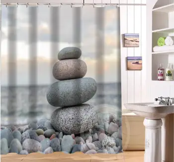 

Zen Stone Personalized Custom Shower Curtain Polyester Fabric Printing Bathroom Curtain Waterproof With Hook Bath Curtain Gift