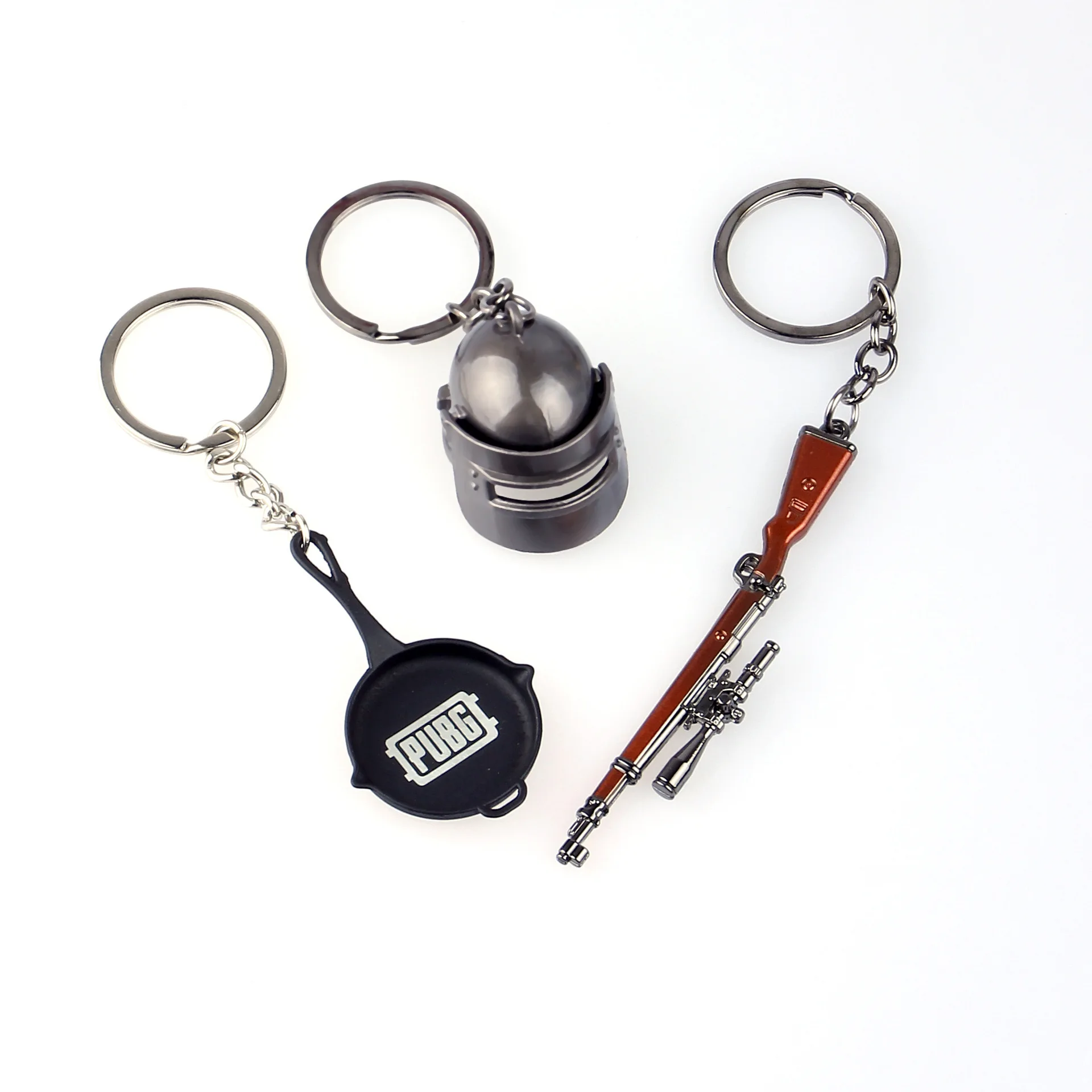 PUBG Keychain Battle Grounds Keychain Helmet Pan 98K Gun Alloy Keyring