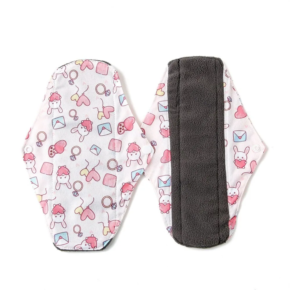 

2019 bamboo charcoal fleece inner cloth menstrual pads for regular flow, women reusable napkin pads13