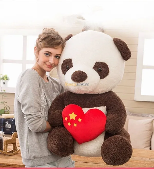Fancytrader 31'' 80cm Super Lovely Giant Stuffed Soft Plush Heart Panda, 2 Colors, Free Shipping FT50550 (3)