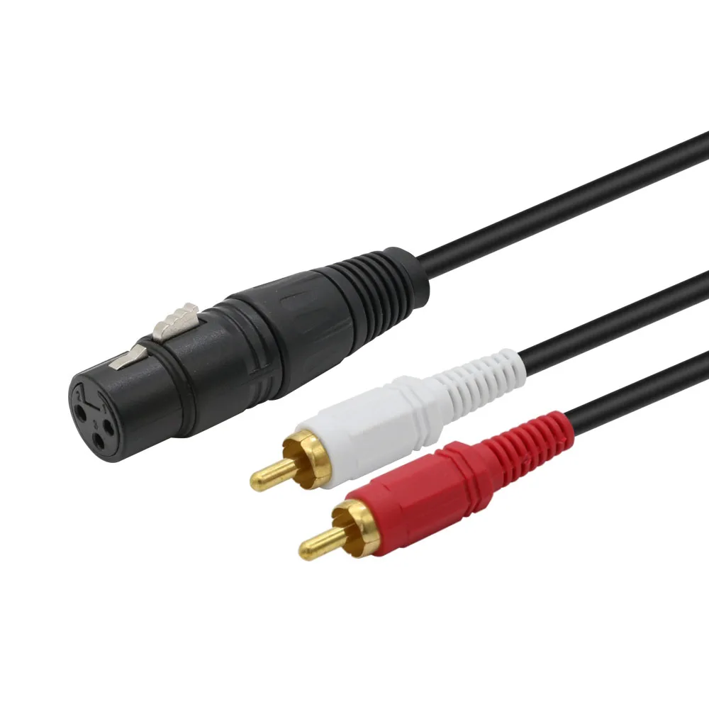 1.5m XLR Female to 2 RCA Male Stereo Audio Cable Y Splitter Wire Cord