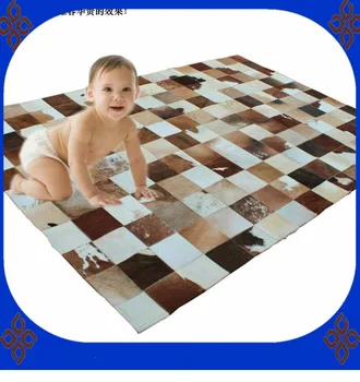 

2018 free shipping via DHL 100% natural genuine cow leather rubber back carpet