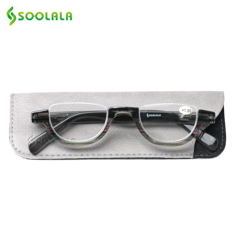 SOOLALA Flat Top Semi-Rimless Reading Glasses Women Men 2018 New Cheap Presbyopia Reading Glasses with Leather Case +1.0 to 4.0 SOOLALA Flat Top Semi-Rimless Reading Glasses Women Men 2018 New Cheap Presbyopia Reading Glasses with Leather Case +1.0 to 4.0