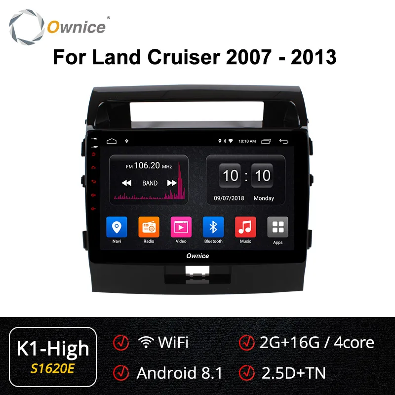 Ownice Android 9,0 автомобильный DVD Navi gps плеер для Toyota land Cruiser 200 2007 2008 2009 2010 2011 2012 2013 k3 k5 k6 DSP 4G SPDIF - Цвет: S1620 K1-High