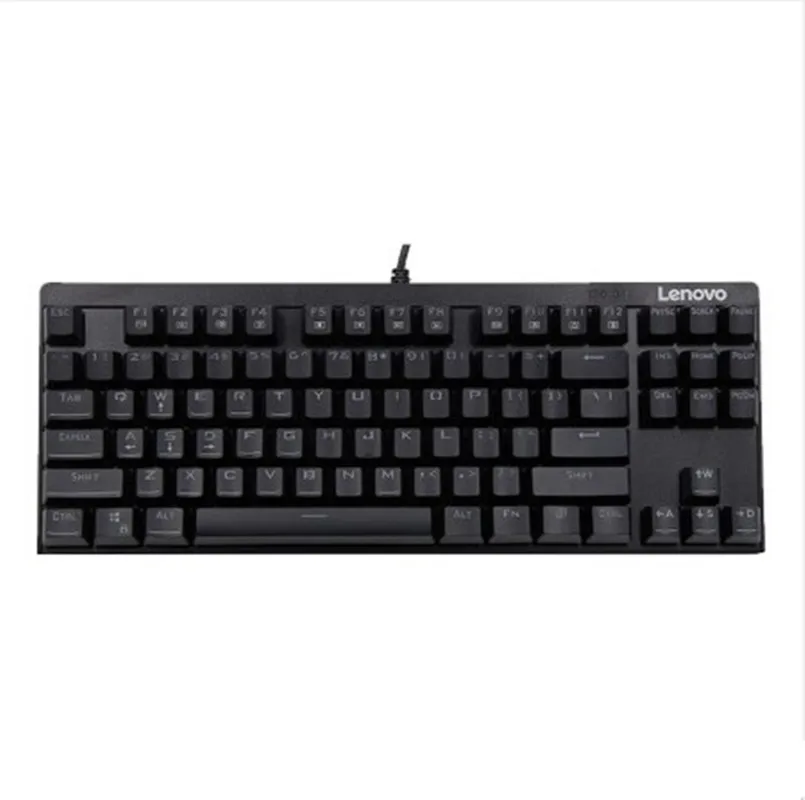 Бесплатная доставка Lenovo mk100 87 ключ механическая клавиатура черный синий оси