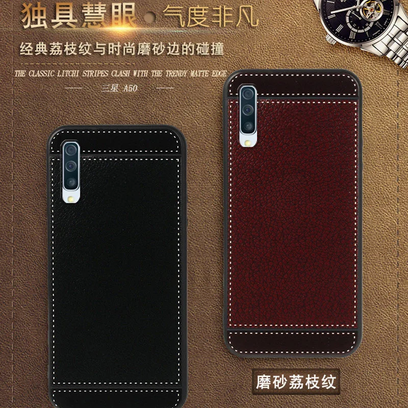 

On For Samsung Galaxy A50 A50 Case cover 6.4" Leather Texture pouch Back phone On For Samsung A50 A 50 Cases SM-A505F A505 Cover