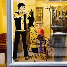 Hairdresser Sex Girls Lady Hair Salon Name Wall Sticker Hair Cutting Wall Decal Hairdressing Shop Window Decoration