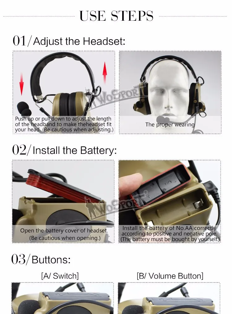 Redução de Ruído Cancelamento de Captação de Som Eletrônico para Duas Vias para Walkie Tactical Comtac Headset Talkie Comunicação Capacete ii 8 Duas Vias para Walkie Talkie Comunicação Capacete