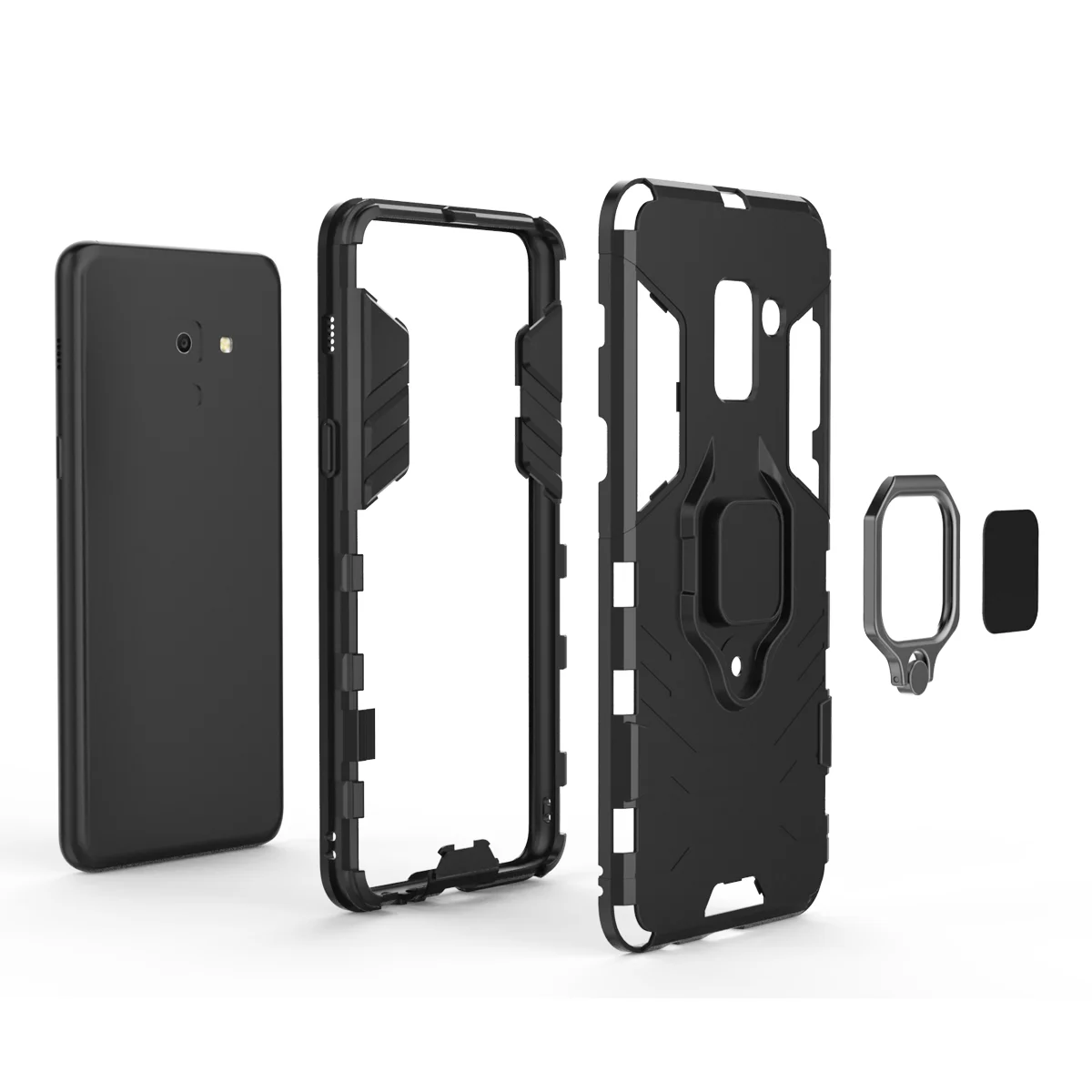 Роскошный защитный чехол с кольцом для Samsung Galaxy A7 A9 A8 2018 магнитной противоударной
