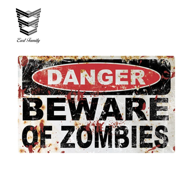 Best Price EARLFAMILY 13cm x 8cm REFLECTIVE DANGER Beware of Zombies Sticker Car Truck Funny Vinyl Decal Funny Car Stickers