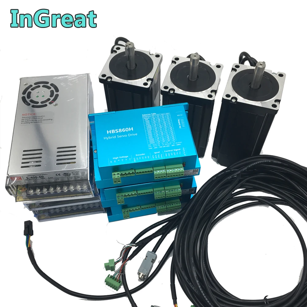 

Free ship 12Nm Nema34 86MM DSP Closed Loop Stepper Motor Driver 400W 60V DC Power Supply Hybird Encoder Easy Step Servo 3PCS