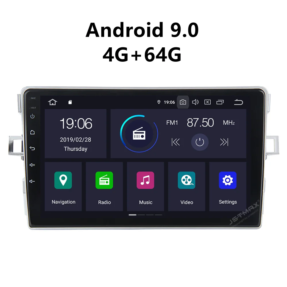

JSTMAX 9'' Android 9.0 4G + 64G ISP Screen Car Radio Stereo Player For Toyota Verso EZ 2007 2008 2009 2010 2012 2013 2014 2015