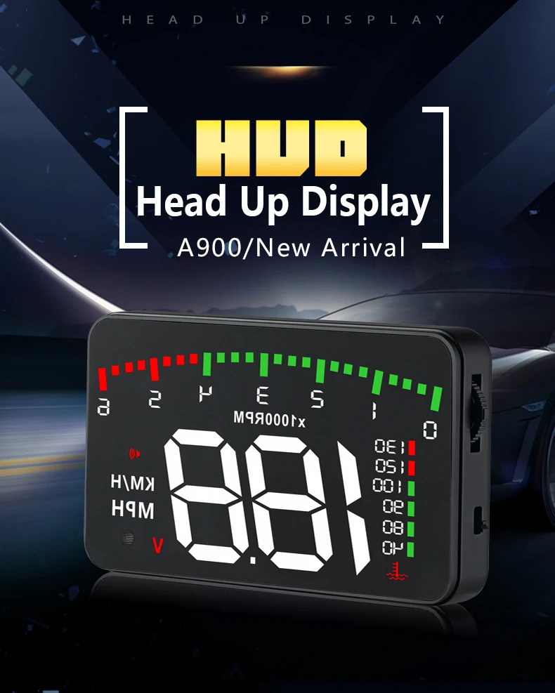 OBDHUD 3,5 A900 автомобильный HUD OBD измеритель оборотов в минуту дисплей на голову система Предупреждение о превышении скорости автомобильные аксессуары сигнализация температуры воды