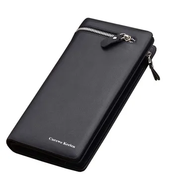 

ISKYBOB Mens Summer Fashion Genuine Leather Handbag Purses Long Bifold Business Wallets Card Case Bag Men Wallets