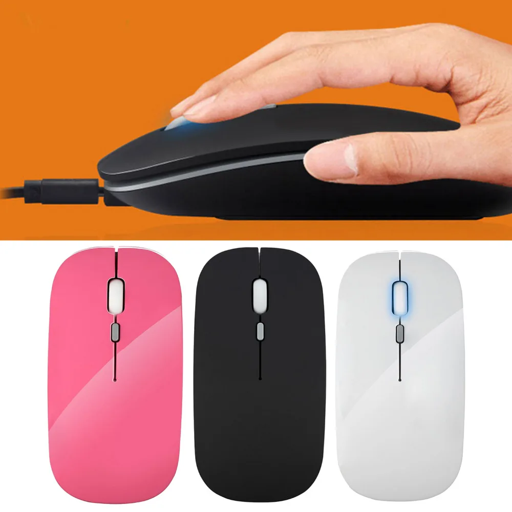 

Elisona 2.4G 2400DPI 3 Buttons Ultra-Thin Silence Rechargeable Wireless Optical Mouse for MacBook Notebook PC Computer Laptop