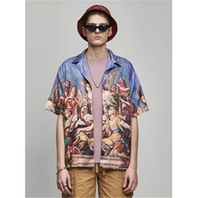 Uplzcoo Новая мужская рубашка, мужская рубашка с коротким рукавом, топ для молодых людей, Пляжная рубашка с принтом, винтажный Топ, L рубашка JA185