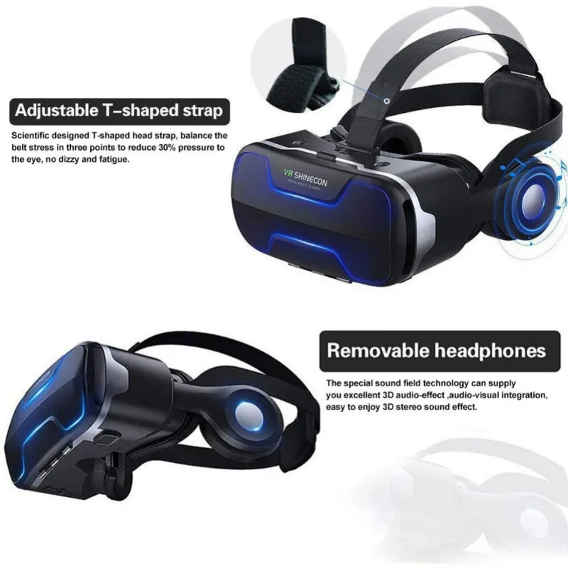 Najtaniej VR Shinecon G02ED kask okulary 3D wirtualna rzeczywistość zestaw słuchawkowy do iphone a smartfon z androidem inteligentny telefon gogle Casque luneta zestaw