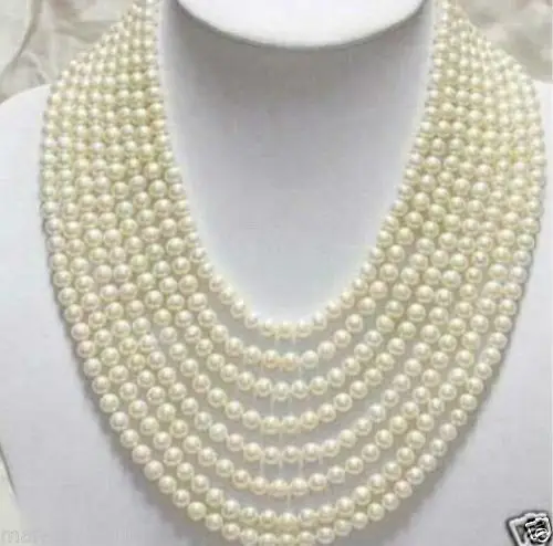 

Hot sell ->@@ Beautiful 8 Rows 6-7mm White Freshwater Pearl Necklace -Top quality free shipping