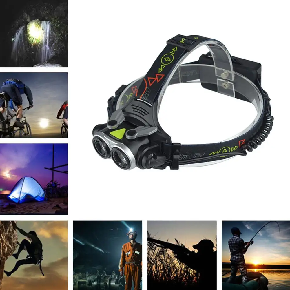 Фонарь налобный LumiParty 2xT6 яркий фонарь для кемпинга с телескопической