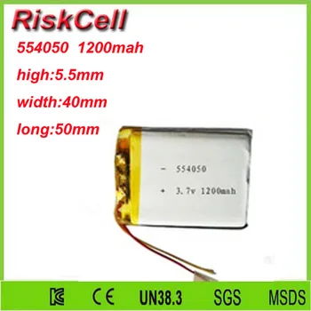

Free shipping 3.7V 1200mah 554050 Lithium Polymer Li-Po Rechargeable Battery For Mp3 MP4 MP5 GPS PSP mobile Pocket PC e-books