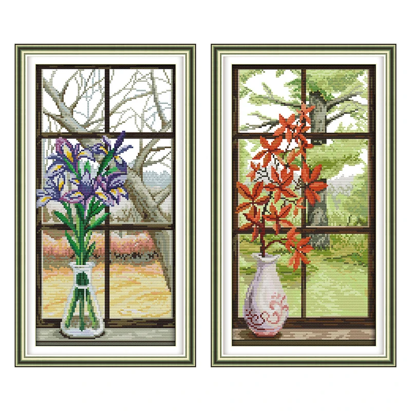 

Everlasting love Red leaves chinese Cross stitch kits Ecological cotton clear stamped printed 14CT DIY gift Christmas decoration