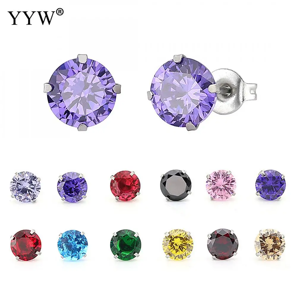 1pair 5mm Cubic Zirconia Rose Gold Color Crystal Stud Earrings Women Stainless Steel Earring Jewelry Wedding Brinco Wholesale | Украшения и
