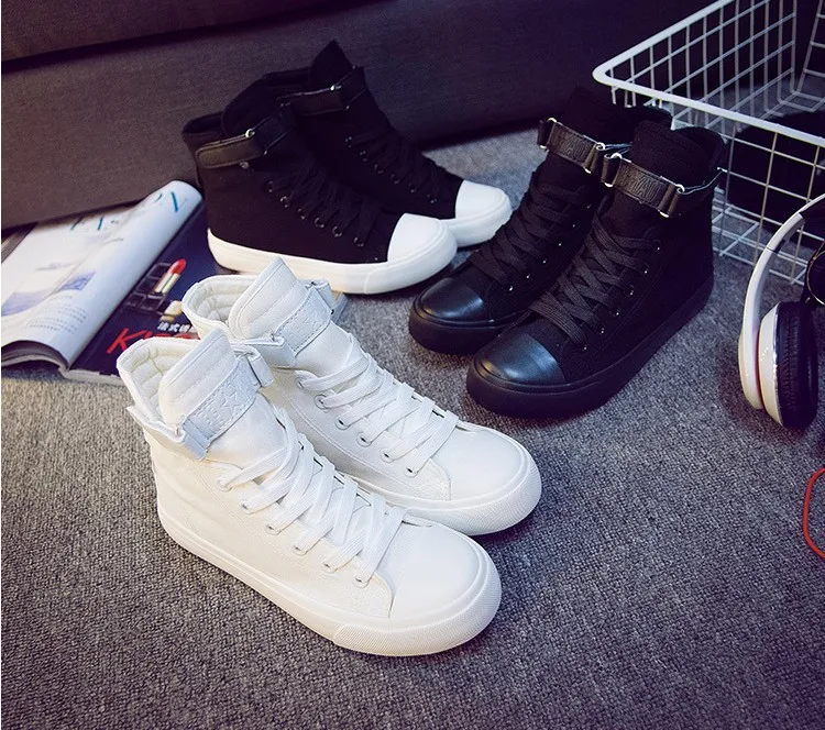 JCHQD/модные высокие кроссовки; парусиновая обувь; женская повседневная обувь; женская обувь белого цвета на плоской подошве; однотонные кроссовки на шнуровке; Chaussure Femme