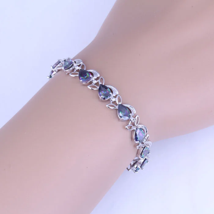 

Love Monologue Endearing Rabbit Mystic Color Crystal Chain & Link Bracelets Silver Color Jewelry Length 19.5 CM B0039