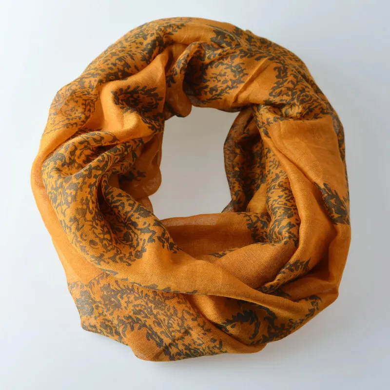 

Guttavalli Women Fashion Solid Cashew Flowers Print Loop Shawl Female Geometric Striped Ring Wrap Warm Chevron Infinity Scarf