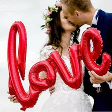 MMQWEC 1 pc Vermelho amor amor carta folha de balões balão EU te amo balão coração dia dos namorados casamento decoração do partido