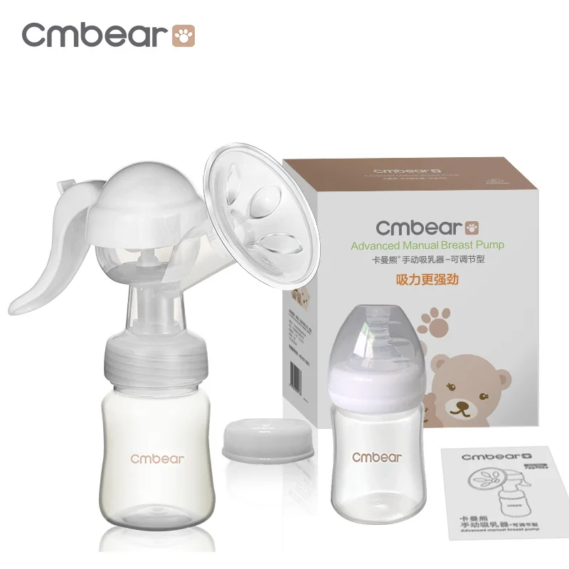 

CMbear Manual Breast Milk Pump Three Section Adjustment PP Silicone Breast Breastfeeding Pump Manual Milking Sucker Mashine