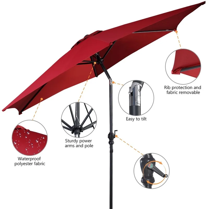 Giantex 10 Ft 6 Ribs Patio Umbrella With Crank High Quality Steel Tilt Sun Tent Rain Shelter Uv Protection Beach Umbrella Aliexpress