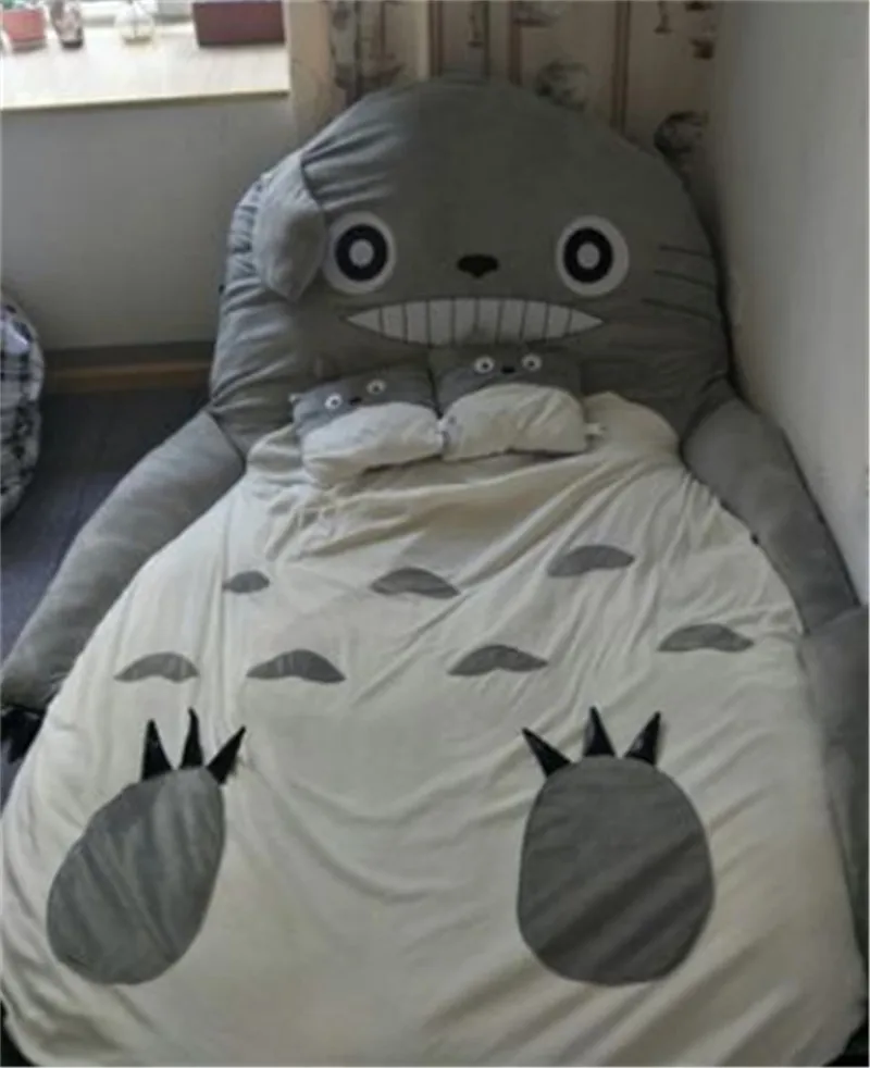 Японское аниме серый Мой сосед Тоторо плюшевая кровать 210 см X 170 см мягкая Тоторо спальный мешок милый диван татами