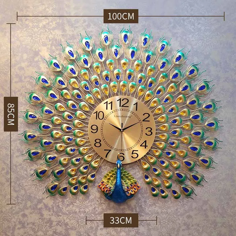 Настенные часы Павлин Европейская гостиная креативные часы персональные декоративные часы настенные часы бесшумные кварцевые Электроника - Цвет: 8