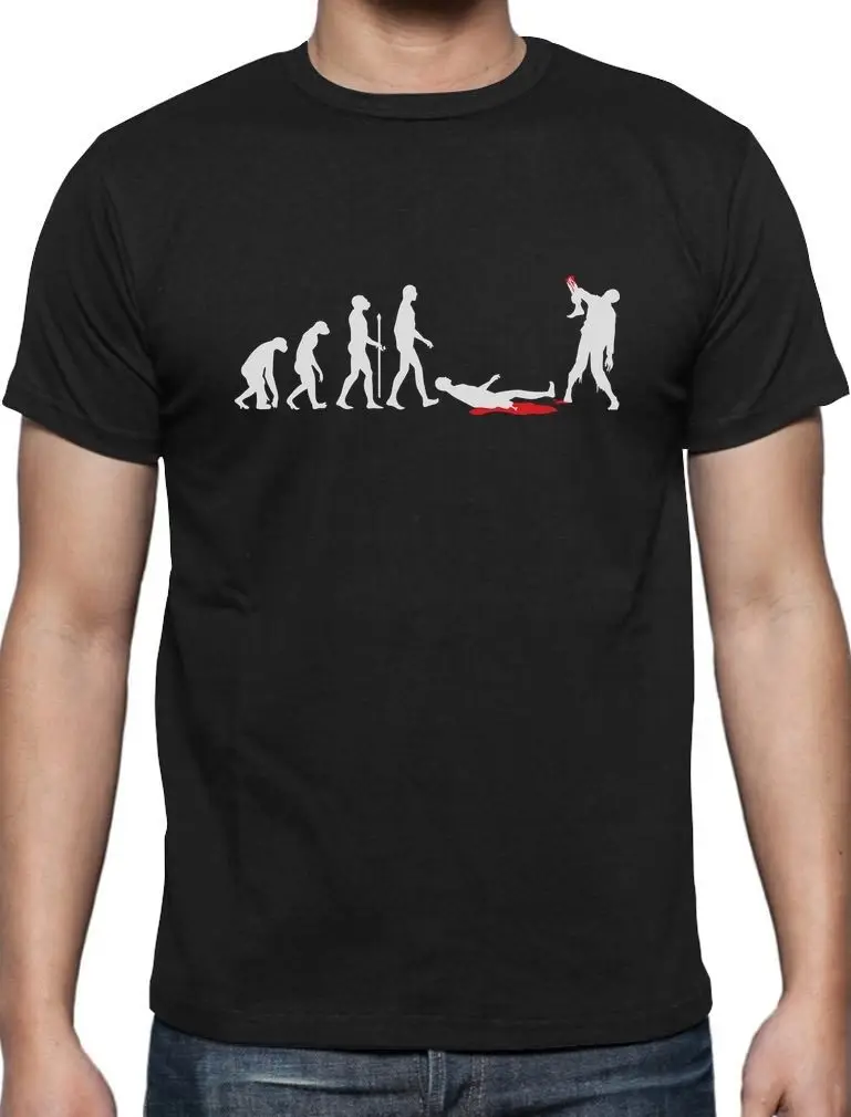 Zombie Evolution Funny Halloween T Shirt Walking Dead White O Neck