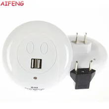 AIFENG Light Sensor Night Light Dual USB Led Luminaria US Plug+EU Adapter Lamp For Kitchen Bedroom Baby Light Sensor Night Light