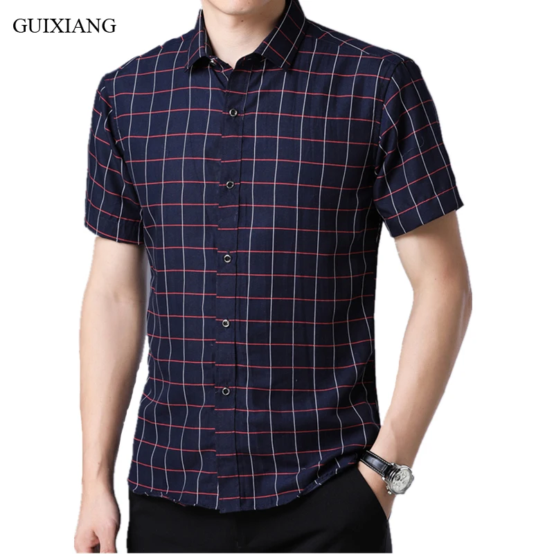 

New Arrival Style Men boutique short sleeve shirt fashion casual slim plaid shirt male leisure short sleeve shirts size M-3XL