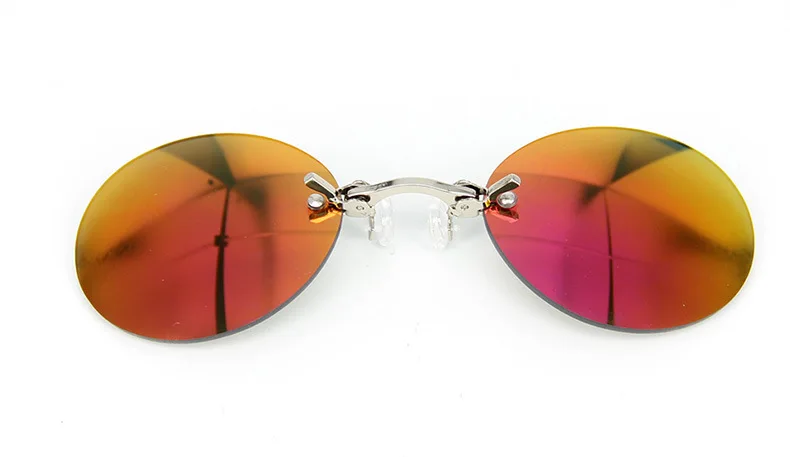 Мини солнцезащитные очки без оправы с клипсами на носу, круглые очки, модные Матричные очки Morpheus, без оправы, винтажные мужские очки UV400