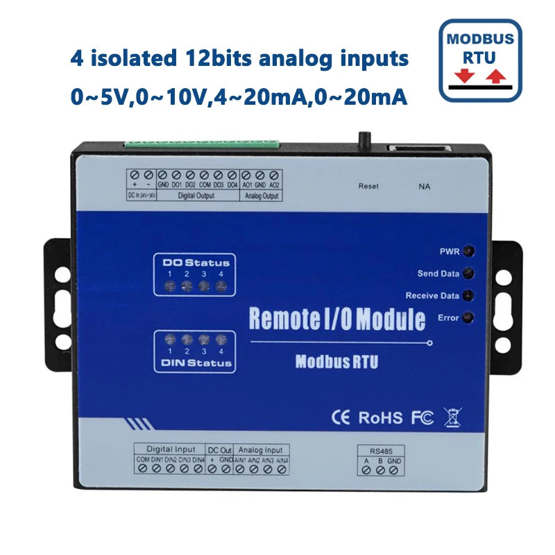 Беспроводной модуль IoT M2M RTU поддерживает Modbus 4 аналоговых входа 0 5/10 в 0/4 20 мА может