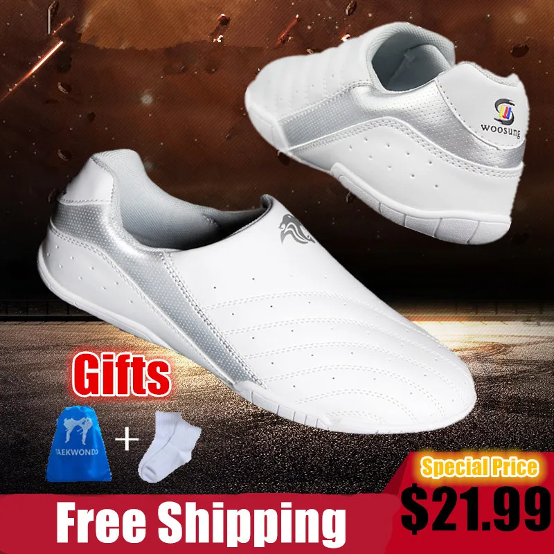 

White comfortable Taekwondo Shoes for Kids Men women Martial Art Sneaker sports Training WTF TKD karate Competition indoor shoes