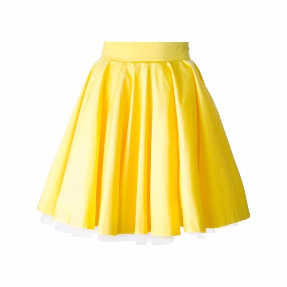 Nieuwe ontwerp geel rok rits taille een line boven knie mini korte rok