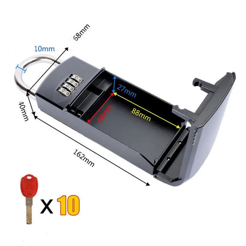 4 Digit Combination Password Key Storage Box Organizer Security Door Padlock Safe Zinc Alloy Free Installation with Hook 13