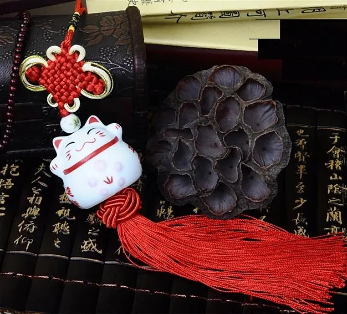 Maneki Neko Lucky Fortune Cat Кулон феншуй керамическое кольцо украшение для дома и