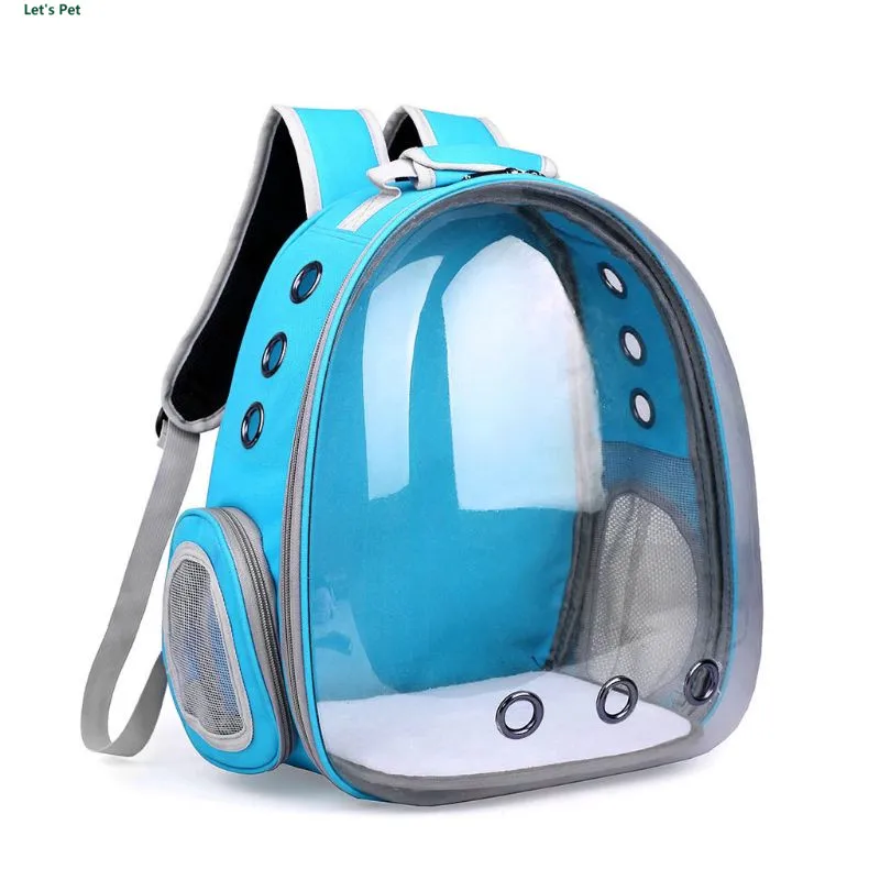 Дышащая прозрачная капсула Pet Cat Puppy Путешествия пространство рюкзак сумка - Цвет: Light Blue