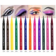 12 цветов водостойкий макияж для глаз Цветная яркая жидкая подводка в ручке Косметика долгостойкая Черная Подводка для глаз косметические карандаши