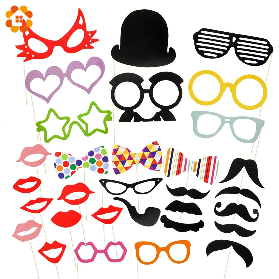 

31PCS/Set Funny Mustache Red lips Photo Booth Props Wedding Party Decoration Photobooth Wedding Bridal Shower Event Supplies